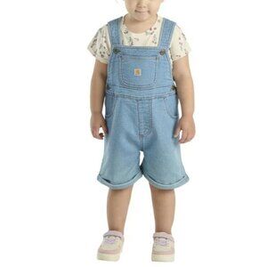 Carhartt Floral Short-Sleeve T-Shirt and Denim Shortalls Set for Toddlers - 3T